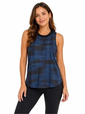 Athleta Blue Plaid Sleeveless Athletic Tank Top Women’s Medium M